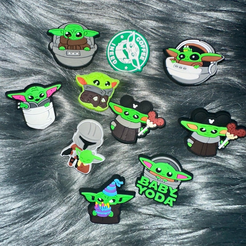Ten pice set of baby yoda croc charms NEW